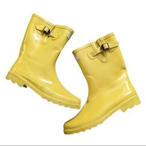 FY Forever Young Classic Mid Calf Yellow Outdoor Rubber Waterproof Rain Boots